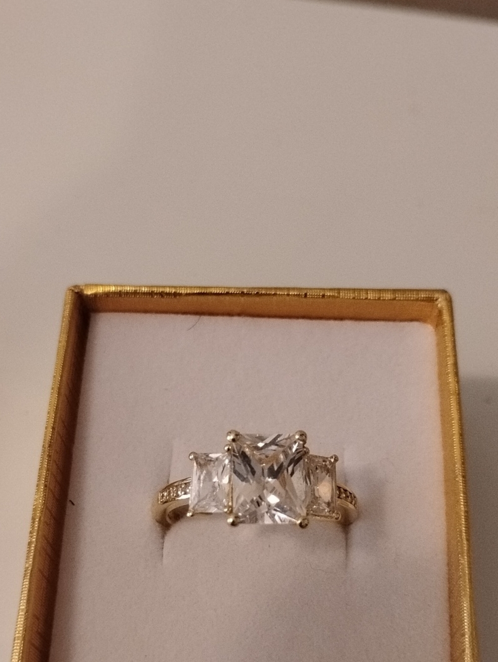 Diamonique 3-Stone Princess-Cut Ring Size 9